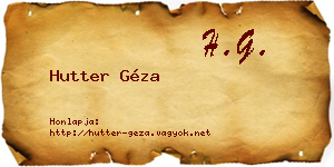 Hutter Géza névjegykártya